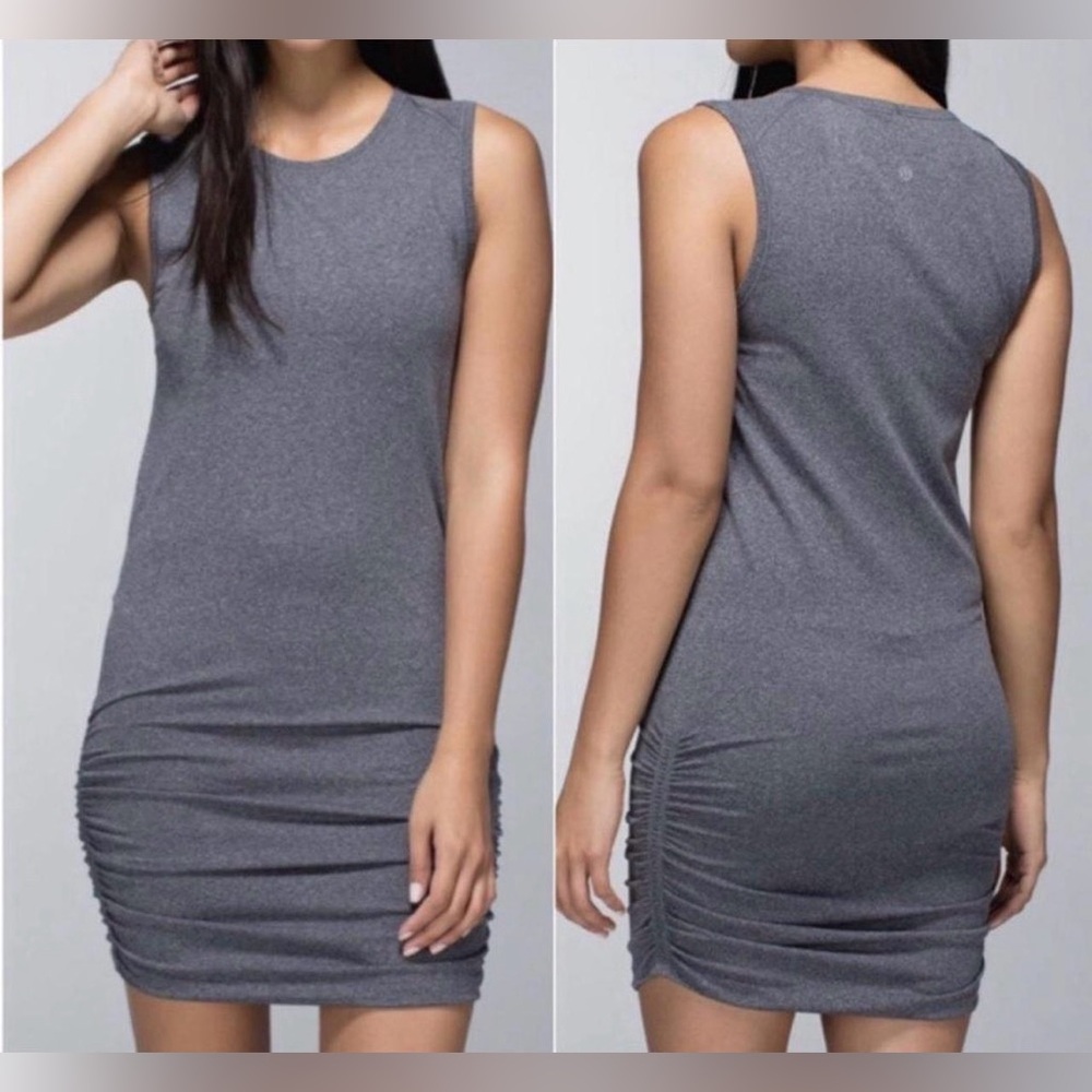 Lululemon In The Flow Dress Heathered Black, Size 10
